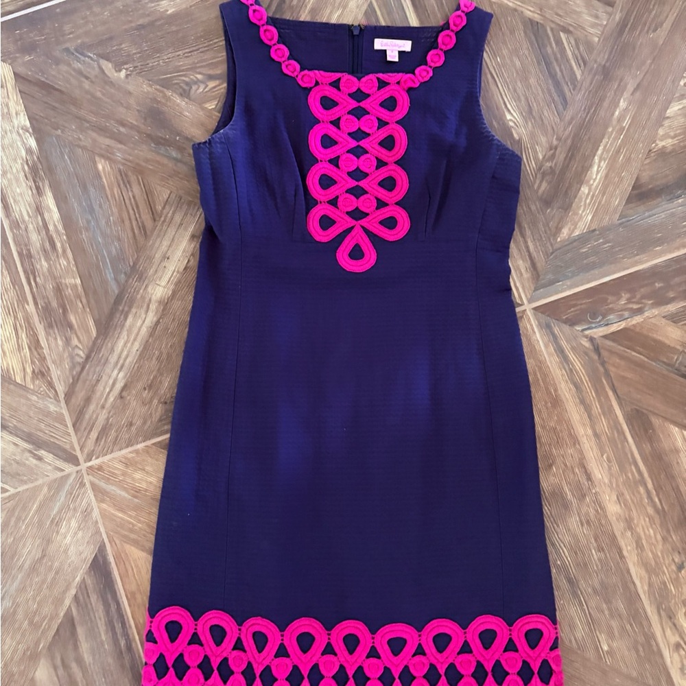 Lilly Pulitzer Adelson Shift Dress Size 8 Navy and Pink
